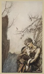 Brunnhilde se jette dans les bras de Siegfried, illustration de 
